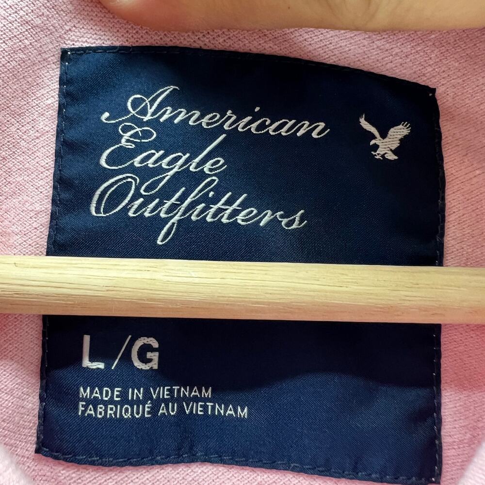 American Eagle LARGE Y2K Women's Pink Polo Barbiecore Shirt Short Sleeve Top - Picture 7 of 7